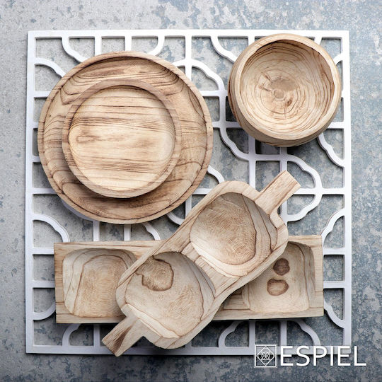 Espiel Διακοσμητικό Μπωλ Ξύλινο Μπεζ 17x17x8cm 2τμχ