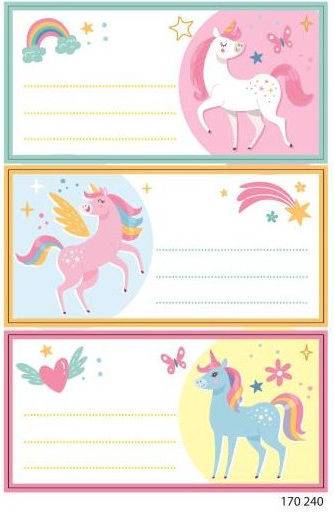Global Gift Notebook Labels Unicorns 16pcs Unicorns