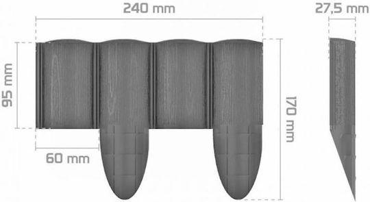 Cellfast Ξύλινη Μπορντούρα Κήπου σε Γκρι Χρώμα 24x10cm