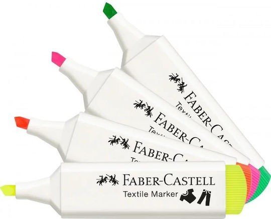 Faber-Castell Textile Marker Set Markers for Fabric Neon 4pcs