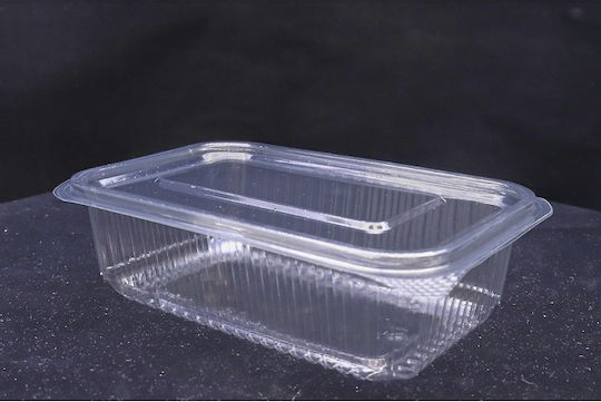 Lux Plast Πλαστικό Σκεύος μιας Χρήσης PET με Ενσωματωμένο Καπάκι και Χωρητικότητα 750ml Διάφανο 50τμχ