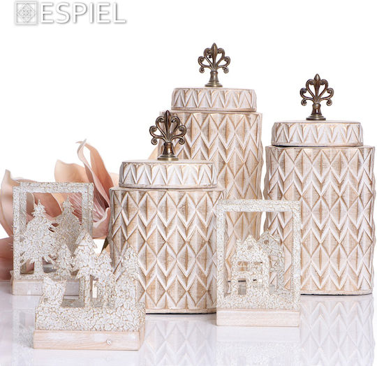 Espiel Christmas trees Christmas Wood Gold Candlestick 15.5x14cm
