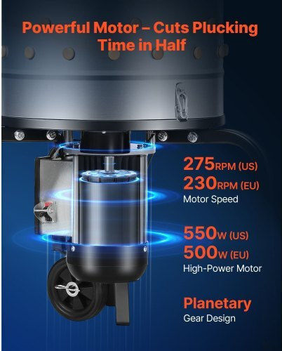 Vevor Plucking Machine with Motor Power 500W and Drum Diameter 40cm