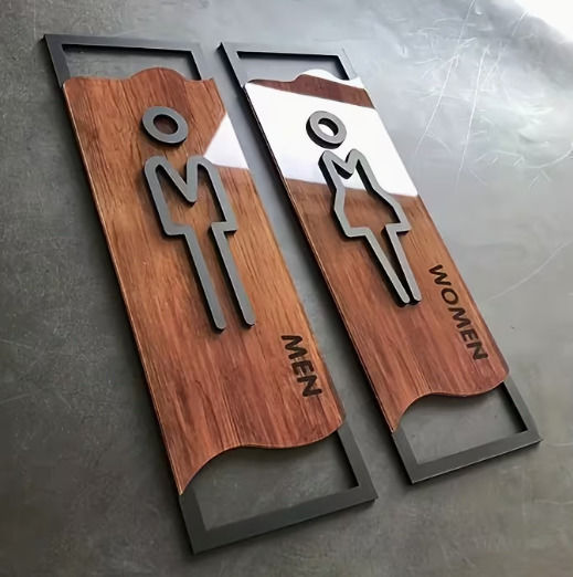 Πινακίδα Wc Ανδρών Γυναικών Σετ 8×20 Cm