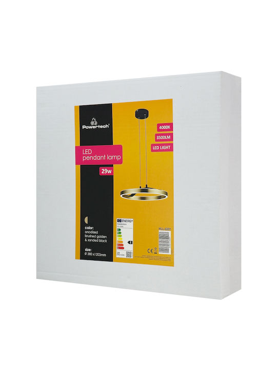 Powertech Verstellbar Hängelampe Gold 38x38x120cm.