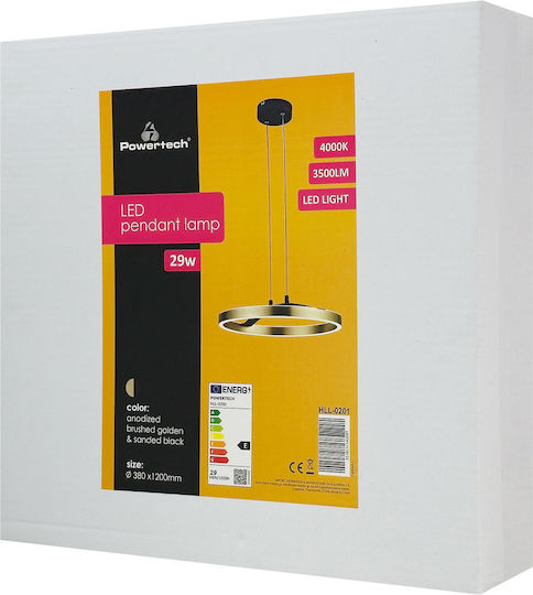 Powertech Adjustable Pendant Light Gold 38x38x120cm