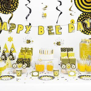 PartyDeco Stripped Yellow Сламки Хартиени Жълти 10бр