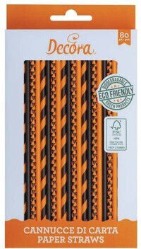 Decora Orange & Black Halloween Biodegradable Straws 80pcs/4 designs Decora D 6 X 210mm