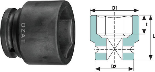 1'' Impact Socket Head 6 Sides Short 75