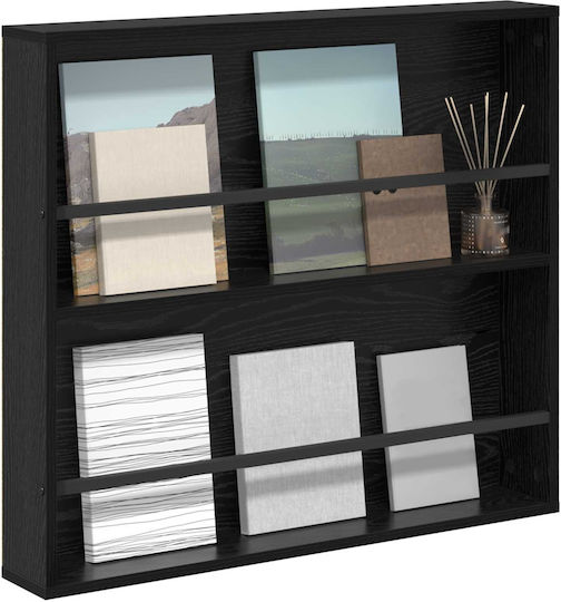 vidaXL Magazine File Organizer Wooden Black 12x70x80cm.
