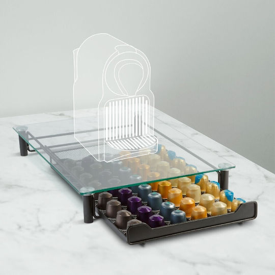 Suport Metalic Capsule Cafea – 60 Capsule Nespresso – 410 X 260 X 60 Mm – Negru Mat