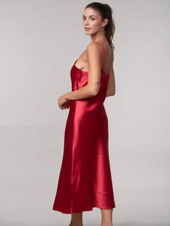 Satin Nachthemd Träger Rot Größe L XL