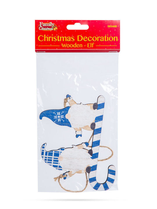 Christmas Decoration Wooden Blue Elf 15 Cm