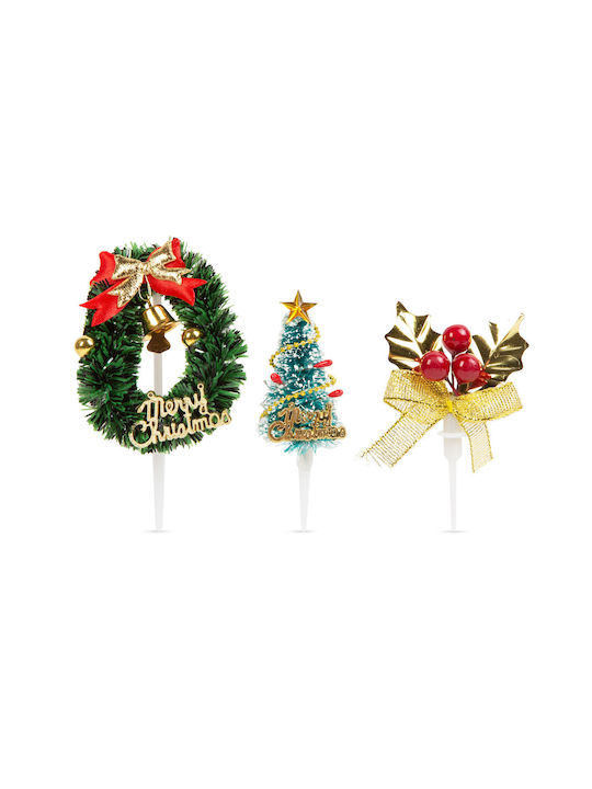 Decoration Σετ Χριστουγεννιάτικα Toppers με Επιγραφή 3τμχ