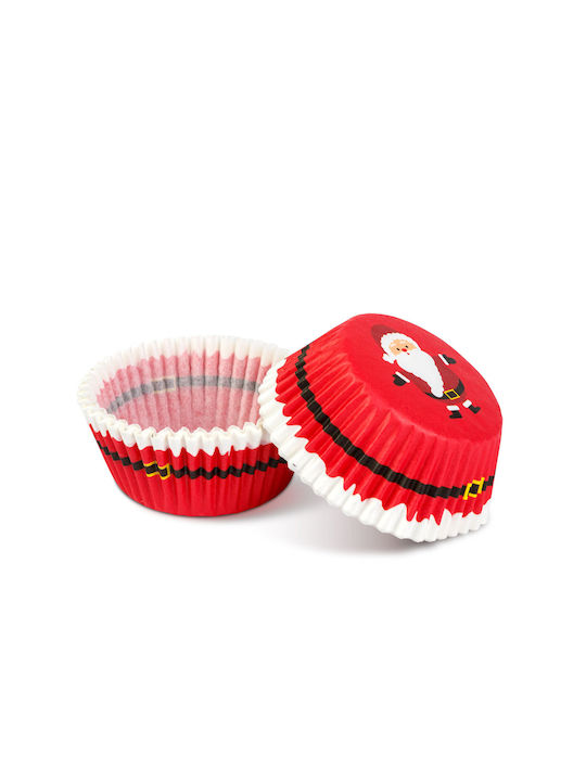Σετ Χριστουγεννιάτικες Χάρτινη Βάση Cupcake Άγιοι Βασίληδες 7.2εκ. 40τμχ