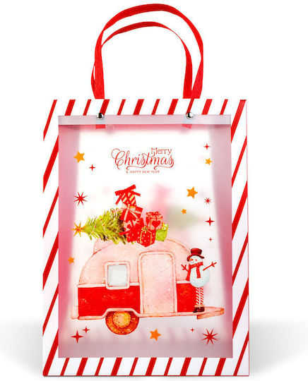 Plastic Crăciunească Geantă pentru Cadou Burgundy 24x9.5x19.5cm.