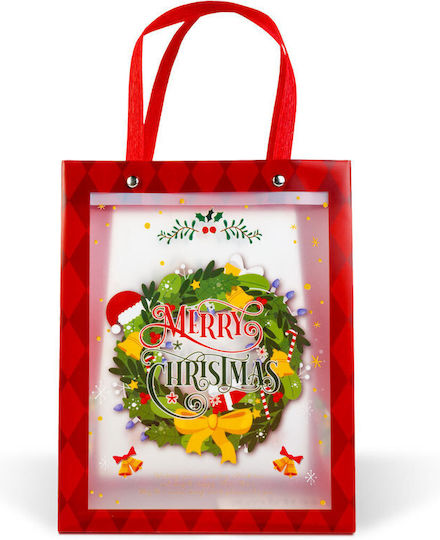 Plastic Crăciunească Geantă pentru Cadou Burgundy 24x9.5x19.5cm.