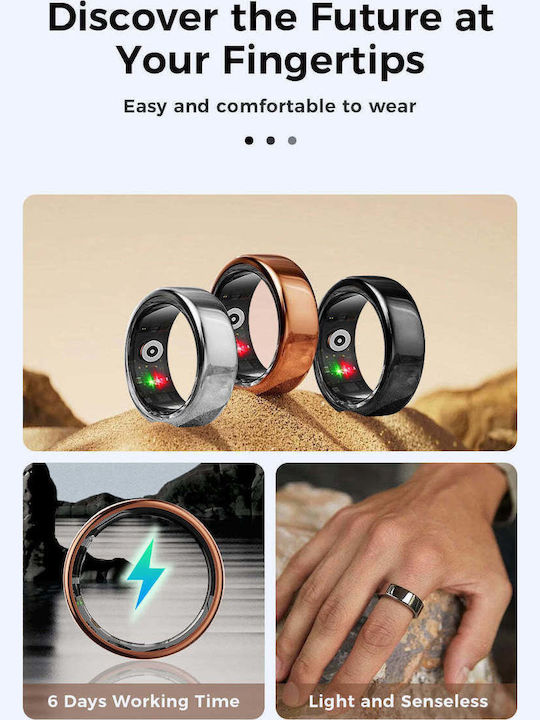 Kyklō Smart Ring 19.8mm Αδιάβροχο με Παλμογράφο Χρυσό