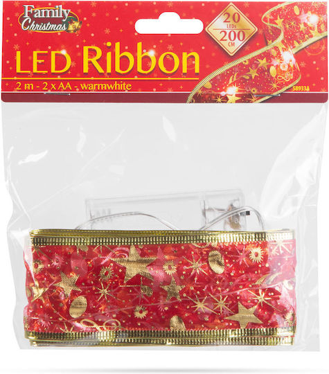 2 X Lighted Christmas Ribbon Red 5x200cm 1pc