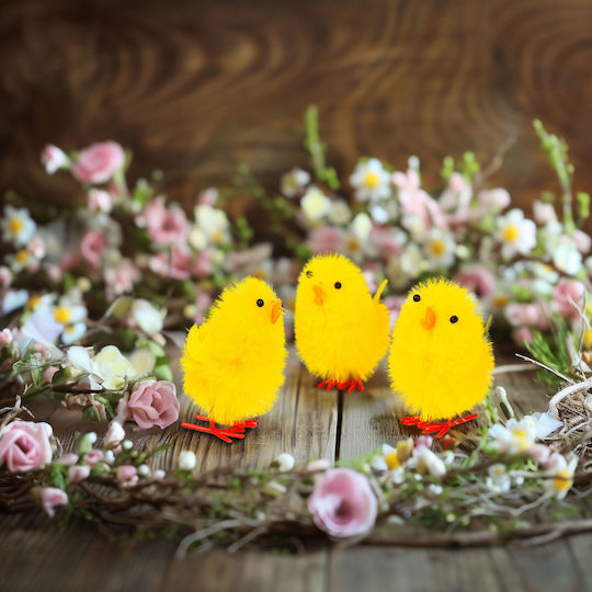 Easter Decoration Chick Set Yellow 6.7 X 5 Cm 3 Pieces Pack