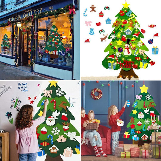 Felt Christmas Tree Children 32 Detachable Ornaments Wall Window Door Decorations New Year's Party Kids Bebelogic