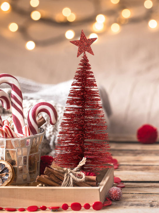 Mini Artificial Pine Decoration Glitter 18 Cm 4 Colors