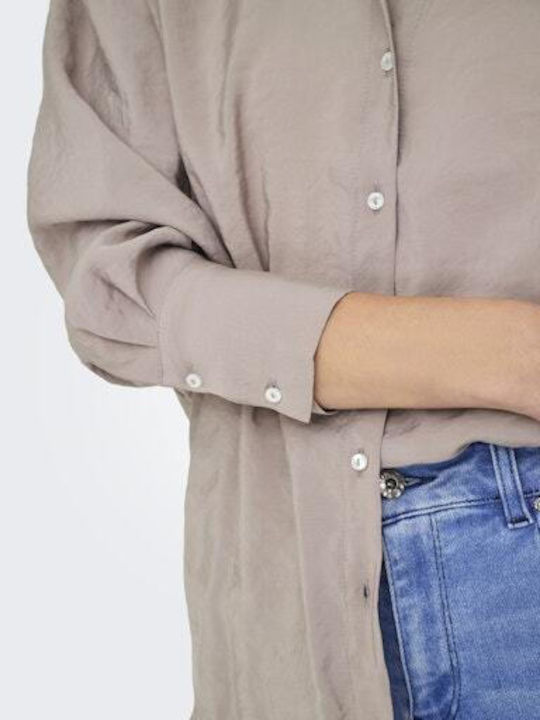 Cămașă De Damă Din Denim Cu Mânecă Lungă Argintie