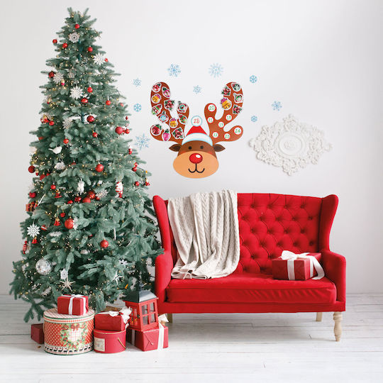 Calendar Advent cu Abțibilduri de Crăciun pentru Perete, Design Ren