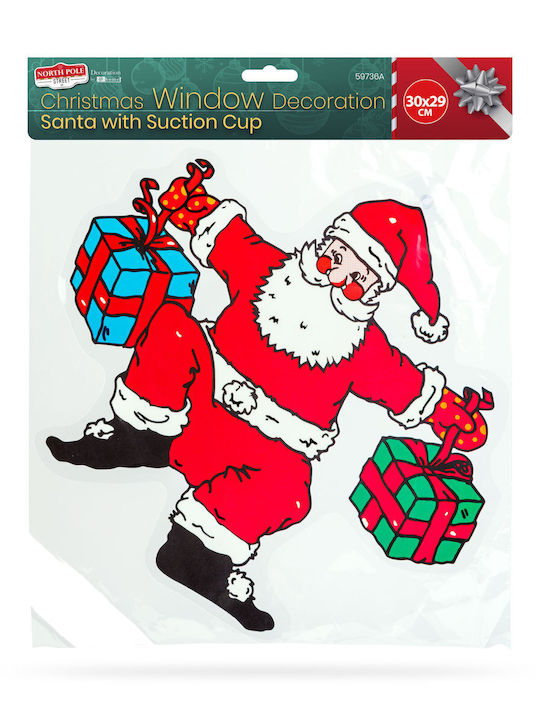 Fensterdekoration – Weihnachtsmann Form – Saugnapf – 30 x 29 cm – Rote