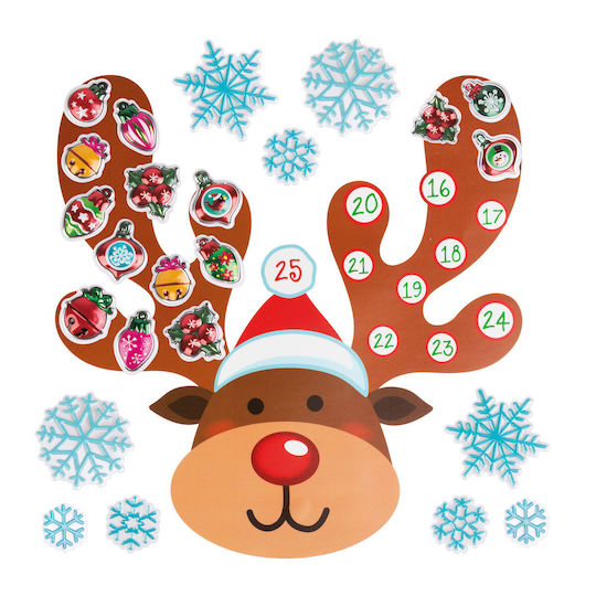 Calendar Advent cu Abțibilduri de Crăciun pentru Perete, Design Ren