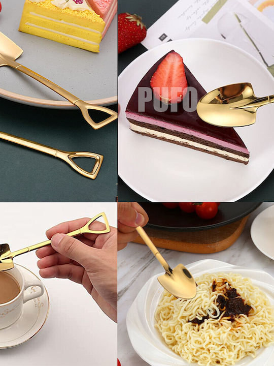 Set Linguri Cafea Ceai Oțel Inoxidabil Auriu 15cm 6 Bucăți