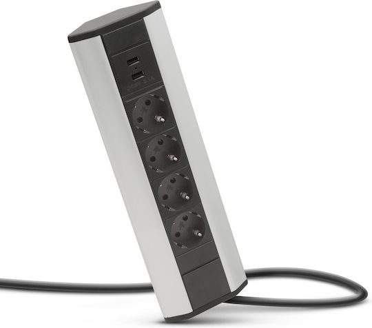 Delight Bandă de alimentare 3 Prize cu 2 USB-A și Cablu 1.5m