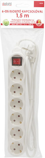 Delight Power Strip 6 Positions with Switch and Cable 1.5m 6pcs