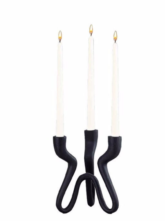 InTheBox Treppiede Candle Holder Aluminum Αλουμινένιο in Black Color 18x16x20cm 1pcs