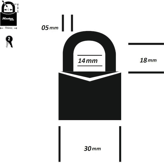 Stahl Vorhängeschloss Messing mit Schlüssel 30mm 1Stück