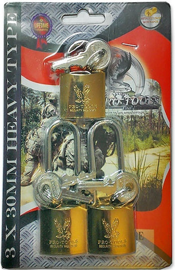 Alpin Bronze Padlock Lengthened with Key 30mm 3pcs