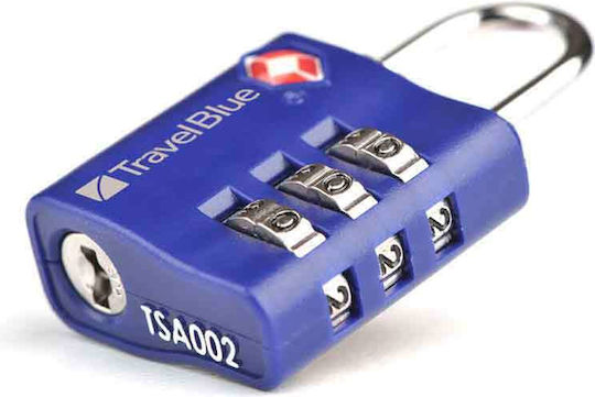 Travel Blue Padlock Brass Combination with TSA Certification Blue 1pcs
