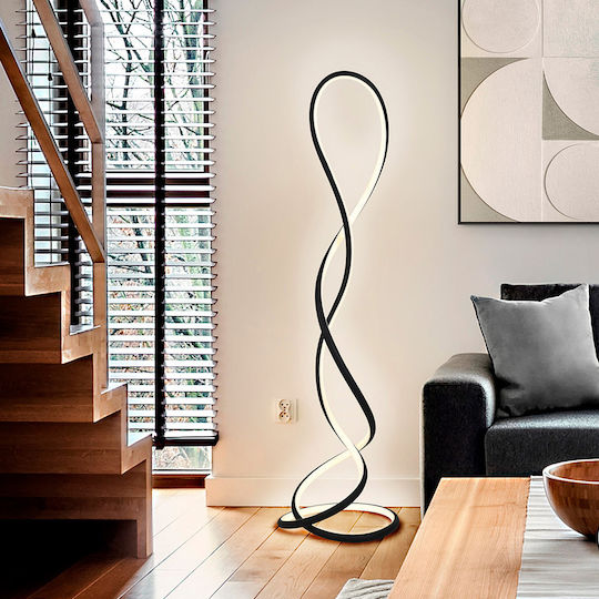 Evania LED Floor Lamp H147xW43cm. with Warm White Light 4000lm Black