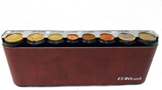 Metal Portable Coin Holder with 8 Slots 20x3.5x7.5cm Eurocash 02