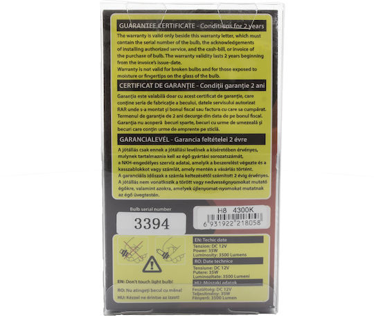 Xenon Bulb H8-4.3k Carguard