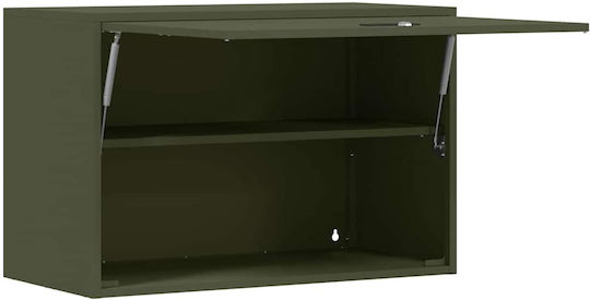 Wall Mounted Living Room Cabinet Made of Metal Olive Green 80x40x53cm