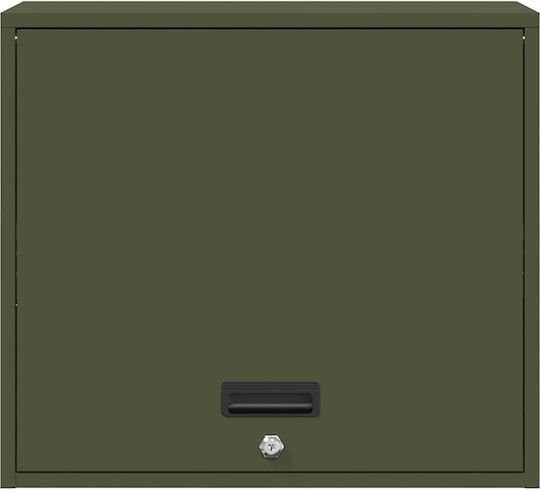 Wall Mounted Living Room Cabinet Made of Metal Olive Green 60x40x53cm