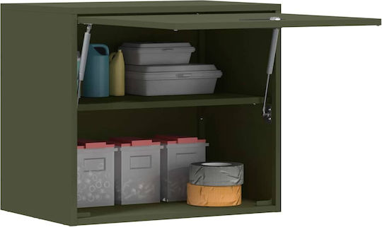 Wall Mounted Living Room Cabinet Made of Metal Olive Green 60x40x53cm