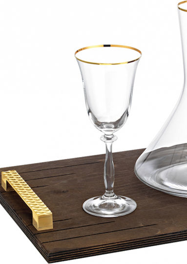 Boho Chic Wein Set 3Stücke Holztablett Kristall Set Erste Hilfe Goldene Details