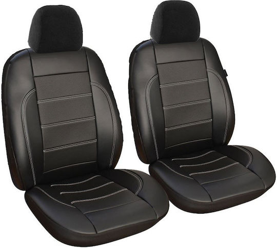 Autositzbezüge Set Glattes Öko Leder Mit Perforierten Leder Einsätzen S02 6 Stücke Smartic Schwarz
