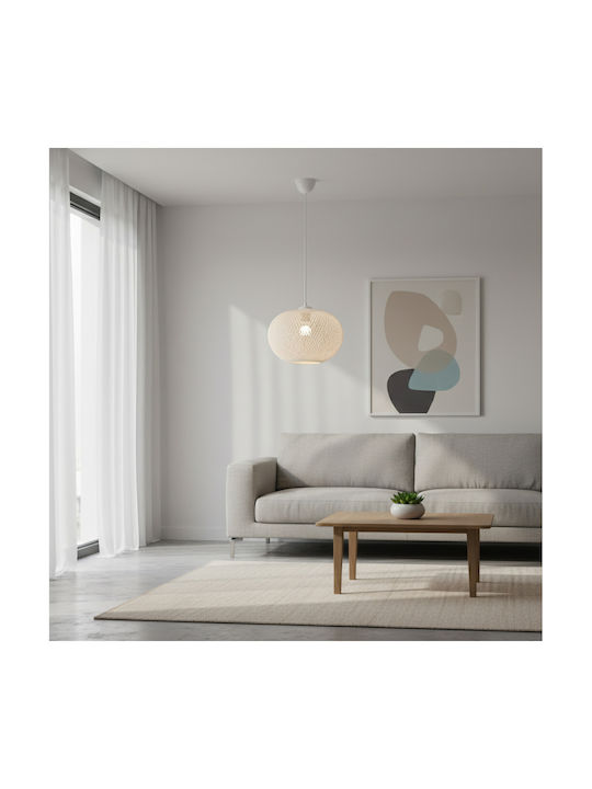 Megapap Visca Pendant Light White Ball with Socket E27 35x35x75cm