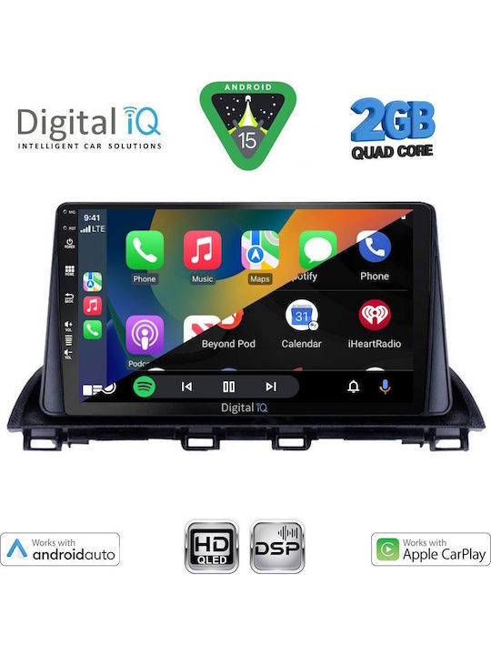 Digital IQ Car Audio System for Mazda 3 2014-2019 (Bluetooth/USB/WiFi/GPS/Apple-Carplay/Android-Auto) with Touch Screen 9"