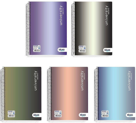 Skag Spiral Notebook Ruled A4 120 Sheets 4 Subjects University 1pcs (Μiscellaneous Designs)