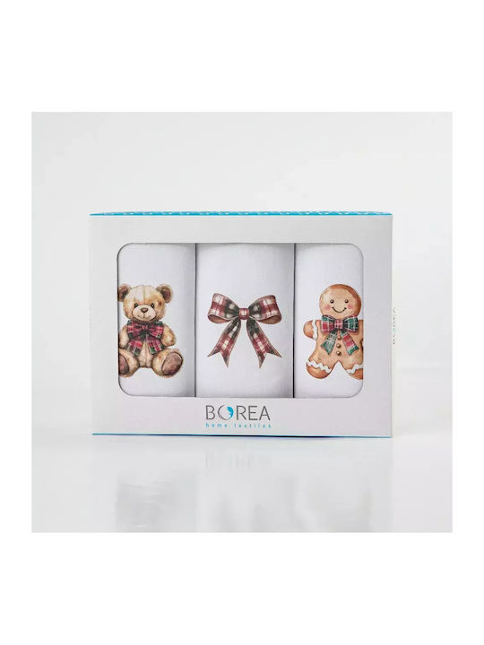 Borea Set Christmas Towels Fabric White L70xW50cm. 3pcs