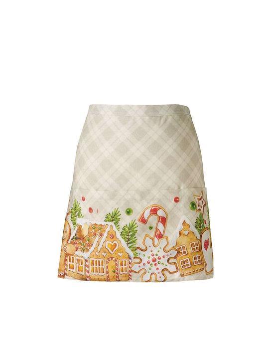 Kentia Snow Christmas Kitchen Αpron Fabric Multicolored L70xW39cm.